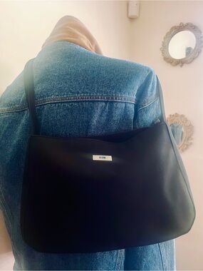 RALPH LAUREN VNTG Y2K  Black Nylon Hobo Shoulder Bag